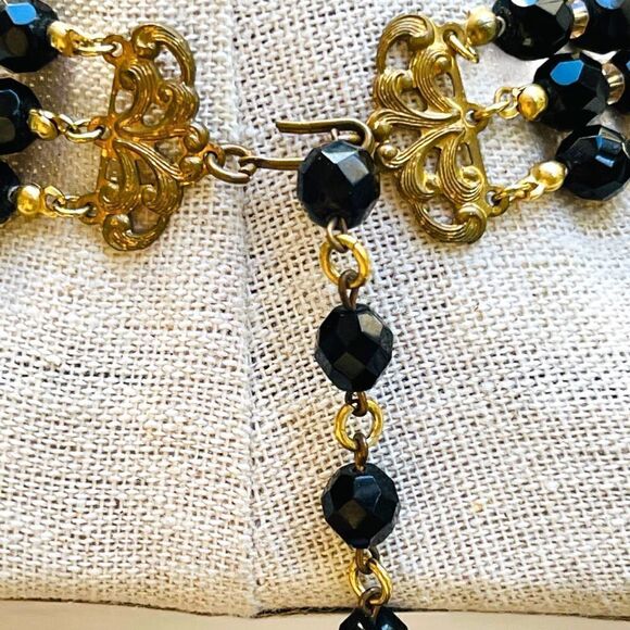 Vintage Aurora Borealis Beaded Goldtone Choker Necklace - Picture 7 of 9